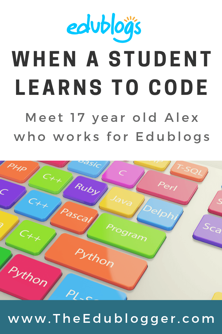 Meet Alex! He is 17 and has been working for our company for the last 1.5 years as a talented coder. Alex is also blind and relies on screen reader technology.  The Edublogger